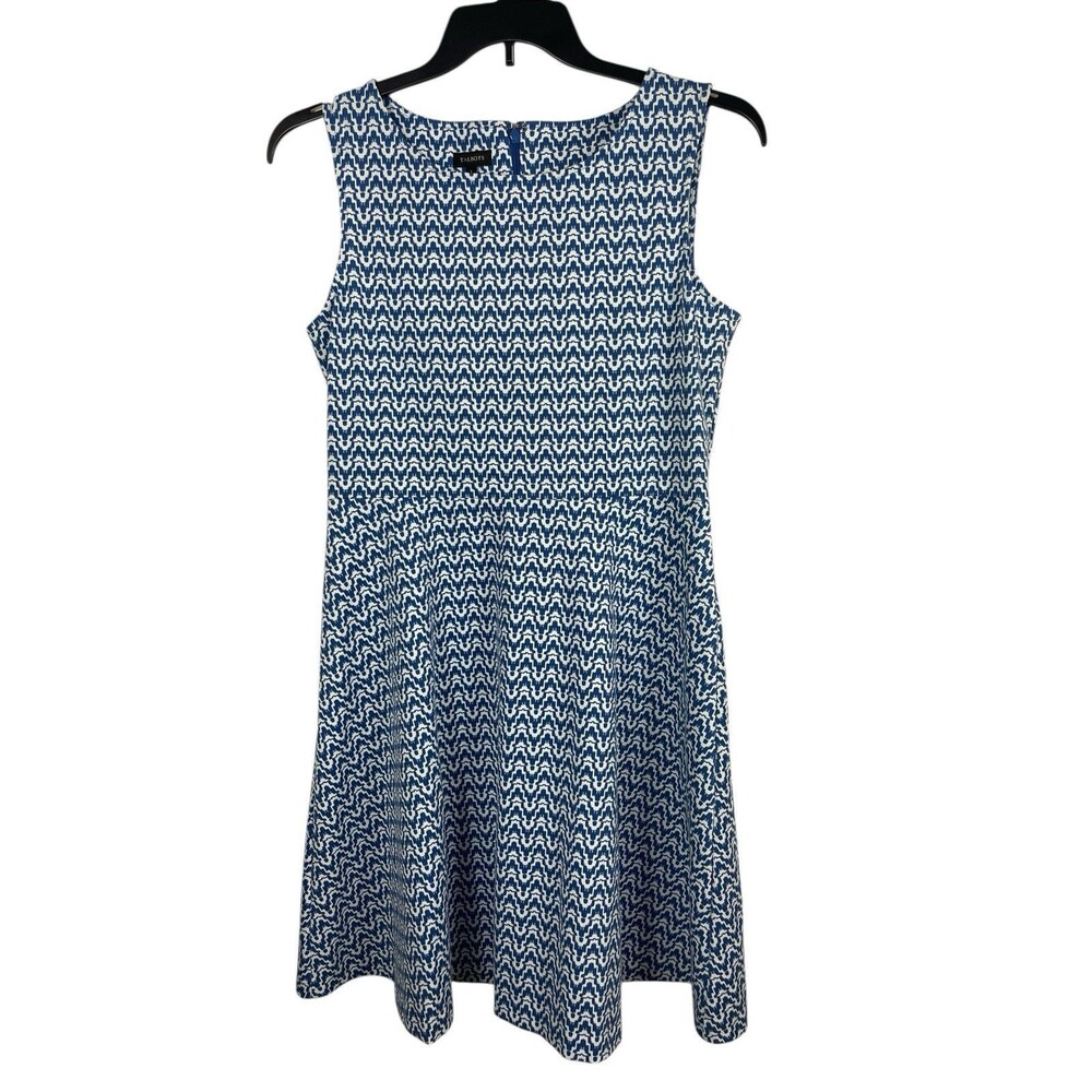 Talbots Blue Patterned Sleeveless A-Line Fit & Fl… - image 1